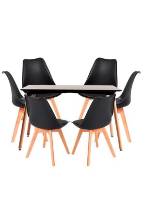 Regalos Miguel Regalos Miguel - Conjuntos De Mesa Y Sillas - Conjunto Mesa Tower Rectangular 120 X 80 Cm Negra Y Pack 6 Sillas Synk Basic - Negro
