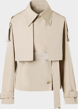 Akris David Duo Ottoman Silk Duo Trench Coat With Bolero