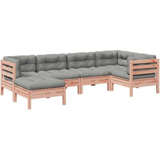 vidaXL Set Divani Giardino 6 pz Cuscini Legno Massello Abete Douglas vidaXL