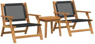 vidaXL Sillas De Jard&iacute;n Con Mesa 3 Pcs Negro 45 X 45 X 40 Cm Vidaxl