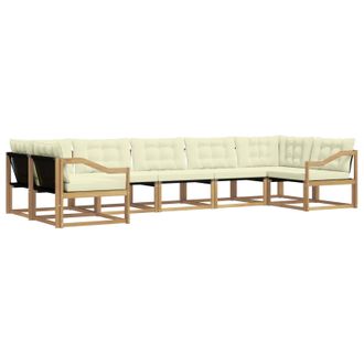 vidaXL Conjunto De Sof&aacute;s De Exterior Con Coj&iacute;n 7 Pcs Blanco Y Crema Vidaxl