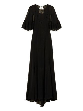 Twin-Set embroidered georgette dress - Black