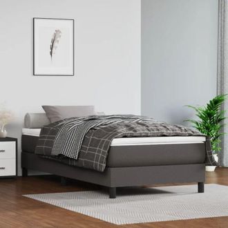 vidaXL Vidaxl - Estructura De Cama Sin Colch&oacute;n Cuero Sint&eacute;tico Gris 100x200 Cm