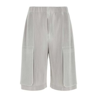 Issey Miyake Geplooide Bermuda Shorts - Heren - Korte broeken - Grijs - Maat: L Poliester