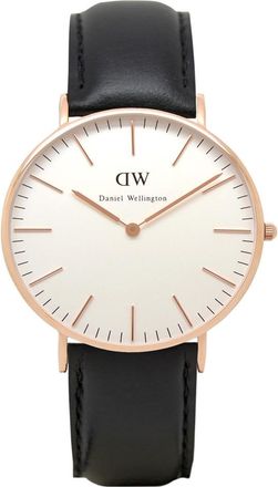 Daniel Wellington Womens DW00100036 Ladies Classic Sheffield 36mm Rose Gold Watch - Black - One Size