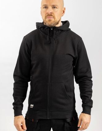 Helly Hansen Mens Helly Hansen Workwear Manchester Zip Cotton Mens Black Hooded Sweatshirt - Size: 38
