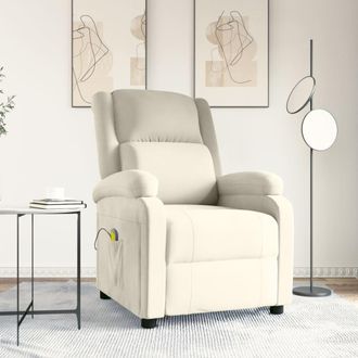 vidaXL Sill&oacute;n De Masaje De Terciopelo Blanco Crema Vidaxl