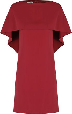 Alberta Ferretti Red Cady Stretch Cape Overlay Viscose Mini Dress