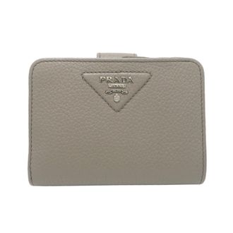 Prada Gray Leather Wallet (Bi-Fold) (Pre-Owned)
