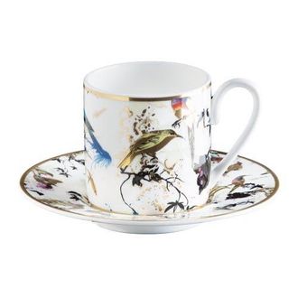 Roberto Cavalli Coffee Cup & Saucer with Luxury Box in Gardens Birds at Nordstrom