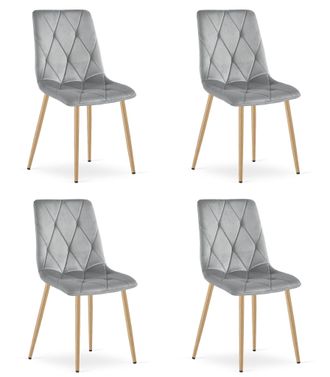 OEM Silla Libra - Terciopelo Gris Claro / Patas Color Madera X 4