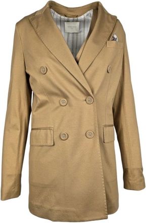 Circolo 1901 Camelkleurig double-breasted jas van katoen - Dames - Mantel - Bruin - 2XS - Katoen - Jassen