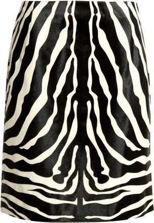 Akris Zebra Print Genuine Calf Hair Pencil Skirt in Ecru-Black at Nordstrom, Size 4