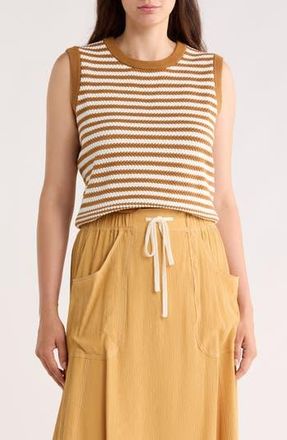 Adrianna Papell Stripe Sweater Tank in Camel/Ivory at Nordstrom Rack, Size X-Large