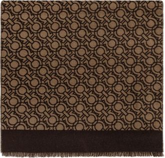 Ferragamo Wol sjaal met monogram - Heren - Sjaals - Bruin - ONE Size - Wol - Accessoires