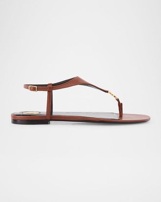 Saint Laurent Cassandra YSL Smooth Leather Sandals