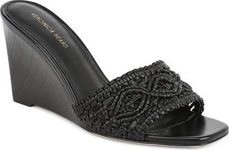 Veronica Beard Ellen Macram&eacute; Wedge Slide Sandal in Black at Nordstrom, Size 7.5