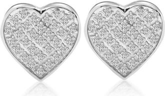 Pompeii3 1/4 Ct Diamond Heart Studs Screw Back Earrings White or Yellow Gold 10.5mm Wide