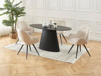 Vente-Unique Tavolo da pranzo 6 coperti in MDF Nero - ANTELADA