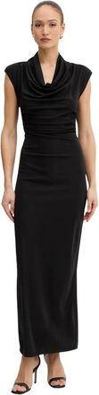 Fracomina Maxi jurk met open rug en boothals - Dames - Avondkleed - Zwart - XS - Polyester - Kleedjes