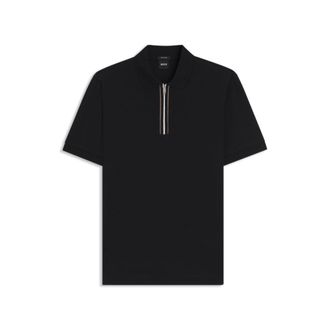 BOSS Mercerized cotton polo shirt with contrast zip