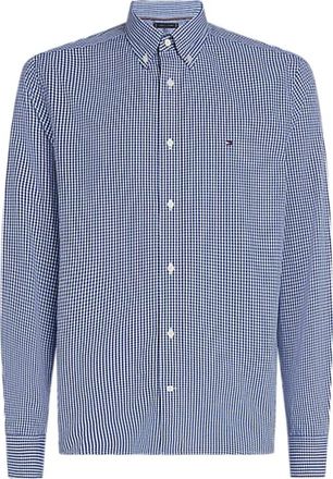 Tommy Hilfiger Camicia in Poplin a Quadrettini - Heren - Casual Overhemden - Blauw - M - Overhemden