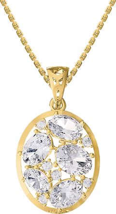 Diamond2Deal 18k Vermeil Plated Silver 3.75 Ct Oval Cut Lab Grown Diamond Pendant Necklace 18