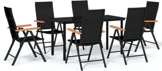 vidaXL Juego De Comedor Para Jard&iacute;n 7 Piezas Negro Vidaxl