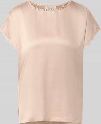 Christian Berg T-Shirt aus Satin mit H&auml;kelspitze in Sand, Gr&ouml;&szlig;e 34