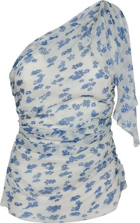 Victoria Beckham Top monospalla a fiori - Blu