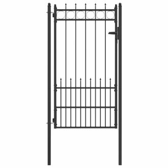 vidaXL Puerta De Cerca Horst Acero Negro Con Cerradura Vidaxl