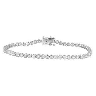 Grown Brilliance Sterling Silver 1.00 Cttw Lab Grown Diamond Tennis Bracelet for Women
