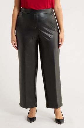 Kasper Faux Leather Pants in Black at Nordstrom, Size 3X