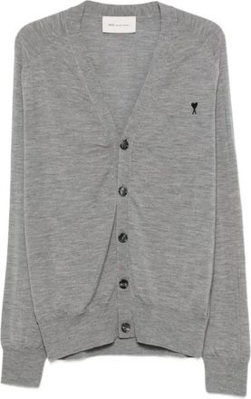 Ami Button V-neck Cardigan - Heren - Vesten - Grijs - L - Wol - Truien & Vesten