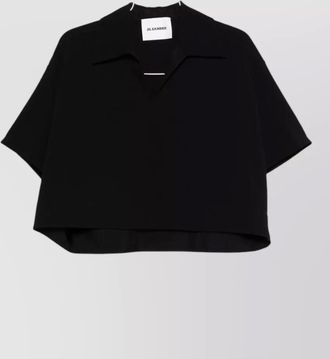 Jil Sander collared cropped short sleeve polo top