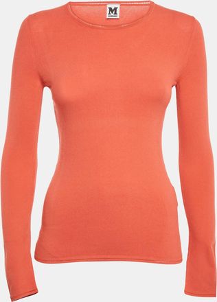 M Missoni Orange Stretch Knit Crewneck Sweatshirt
