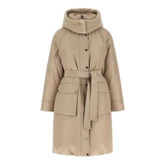 Brunello Cucinelli Lange donsjas - Dames - Mantels - Beige - Maat: S Katoen