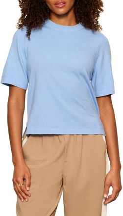 Sanctuary Perfect Tipped Short Sleeve Sweater in Blue Bird at Nordstrom, Size Xx-Small