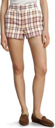 Veronica Beard Allen Plaid Cotton Blend Shorts in Orchid Haze Multi at Nordstrom, Size 16