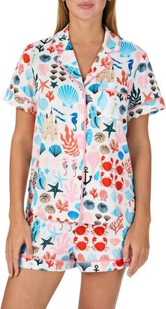 Kate Spade New York print short pajamas in White Multi at Nordstrom, Size X-Small