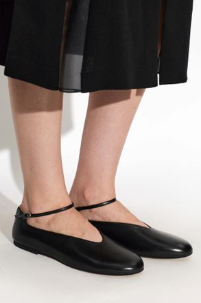 Jil Sander Leather Ballet Flats, Womens, Black