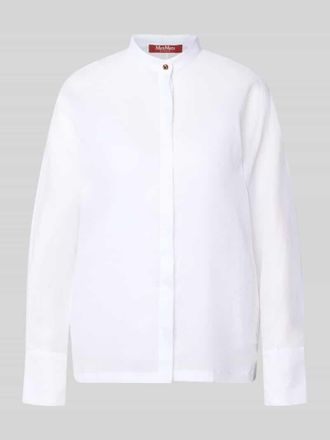 Max Mara Loose Fit Langarmbluse aus reinem Ramie Modell BALDI in Weiss, Gr&ouml;&szlig;e 34