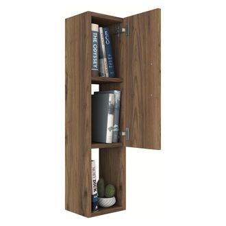 Dmora Mueble Colgante Boglione, 2 Estantes, Una Puerta, 3 Compartimentos, 22x90h Cm Nogal Marr&oacute;n