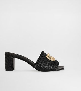 Dolce & Gabbana Raffia Mules With Braid And Fringe - Woman Black 36.5