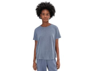 Eileen Fisher Organic Linen Jersey Crew Neck Short Sleeve T-Shirts Womens Clothing Flint : LG