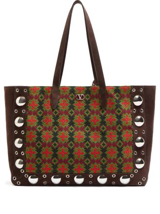 Valentino Garavani large Nellcôte tote bag - men - Cotton/Calf Suede - One Size - Brown