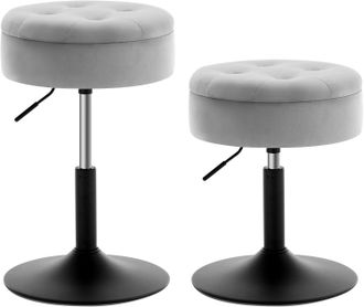 Woltu 2x Taburetes De Bar Con Altura Regulable Y Almacenamiento, Gris Claro - Woltu