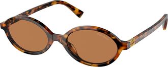 Miu Miu Brown Oval Ladies Sunglasses MU 04ZSF 19P2Z1 50