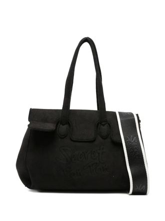 Secret Pon Pon logo-embossed tote bag - Black