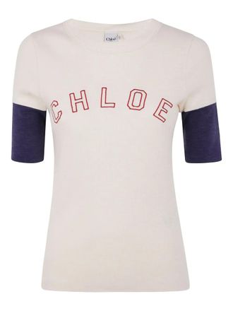Chloé Top met geborduurd logo - Wit